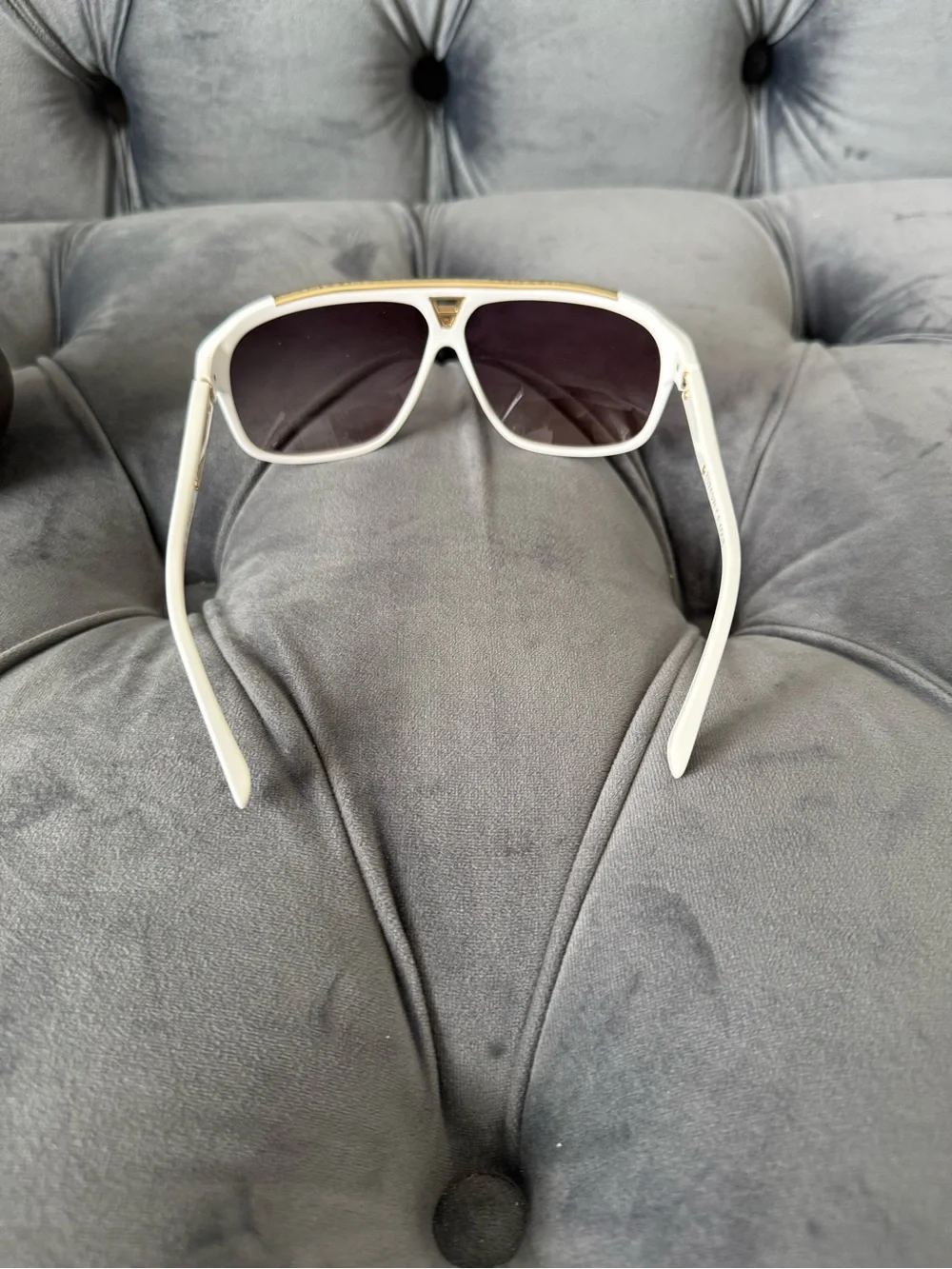 Louis Vuitton Z0240W White Gold Aviator Shield Sunglasses Hand Made in France